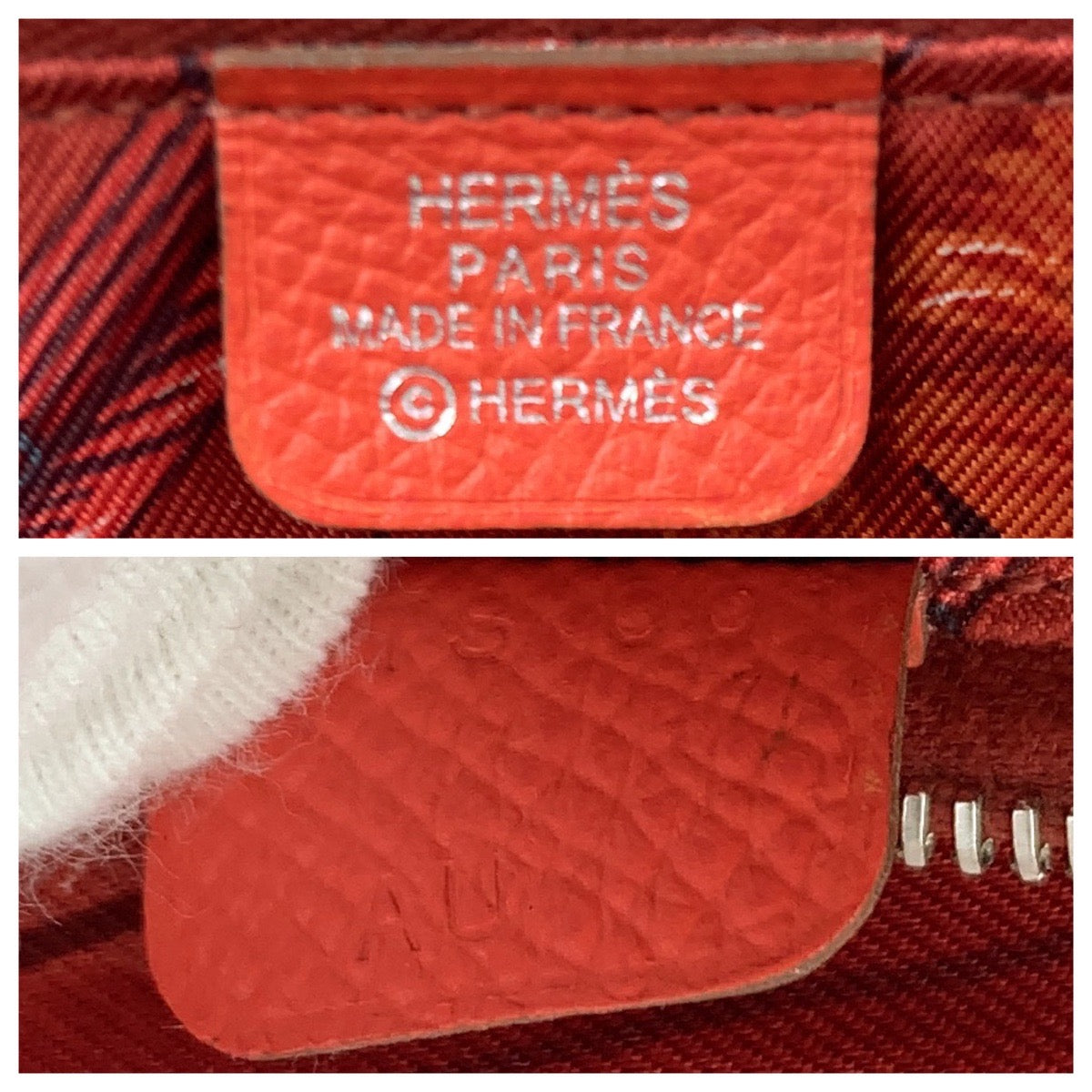 HERMES Long Wallet Purse Epsom Red orange Long Wallet Purse Zip Around Azap long silk in Women Used