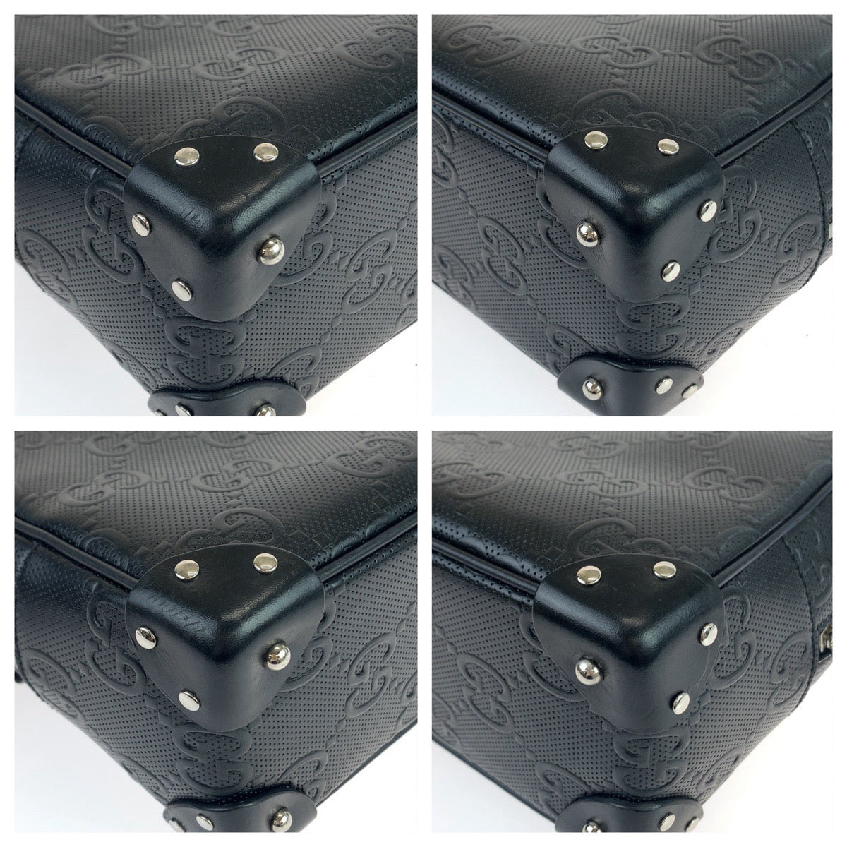 GUCCI Shoulder Bag 626363 leather Black Silver Metal Crossbody Shoulder Bag Soft Trunk GG emboss mens Used