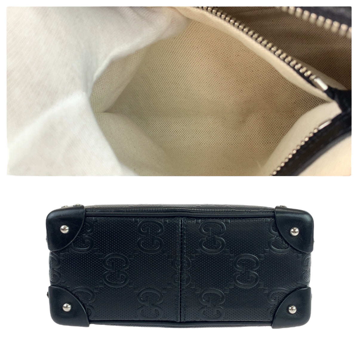 GUCCI Shoulder Bag 626363 leather Black Silver Metal Crossbody Shoulder Bag Soft Trunk GG emboss mens Used