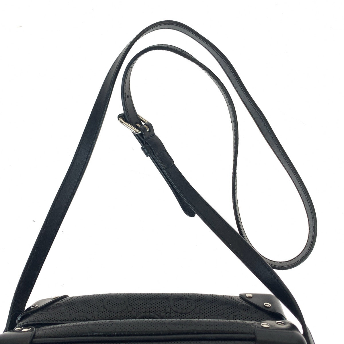 GUCCI Shoulder Bag 626363 leather Black Silver Metal Crossbody Shoulder Bag Soft Trunk GG emboss mens Used
