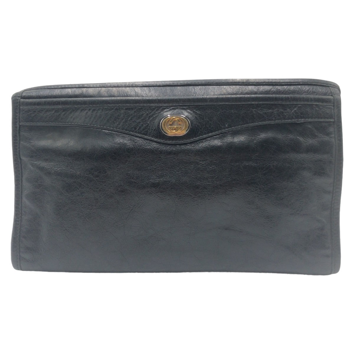 GUCCI Clutch bag leather black Clutch bag business bag Interlocking mens Used