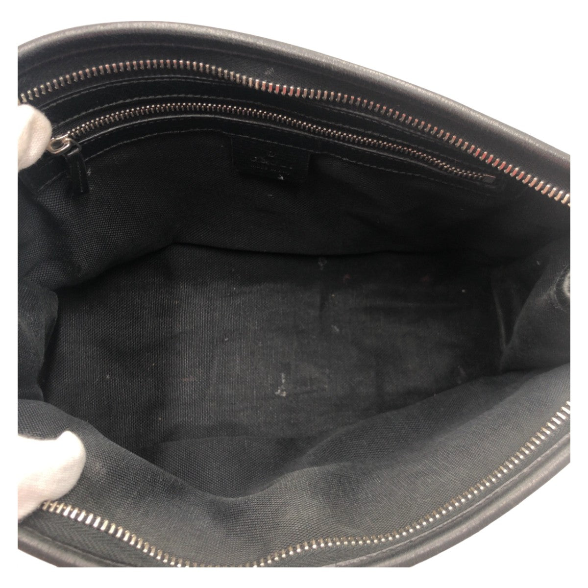 GUCCI Clutch bag leather black Clutch bag business bag Interlocking mens Used