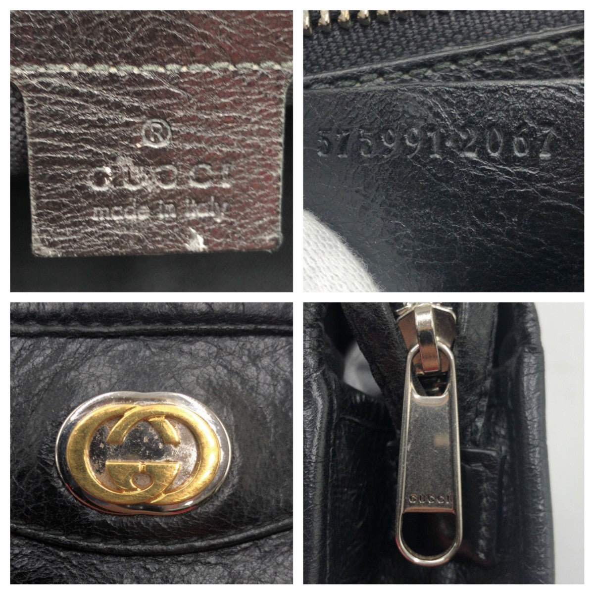 GUCCI Clutch bag leather black Clutch bag business bag Interlocking mens Used