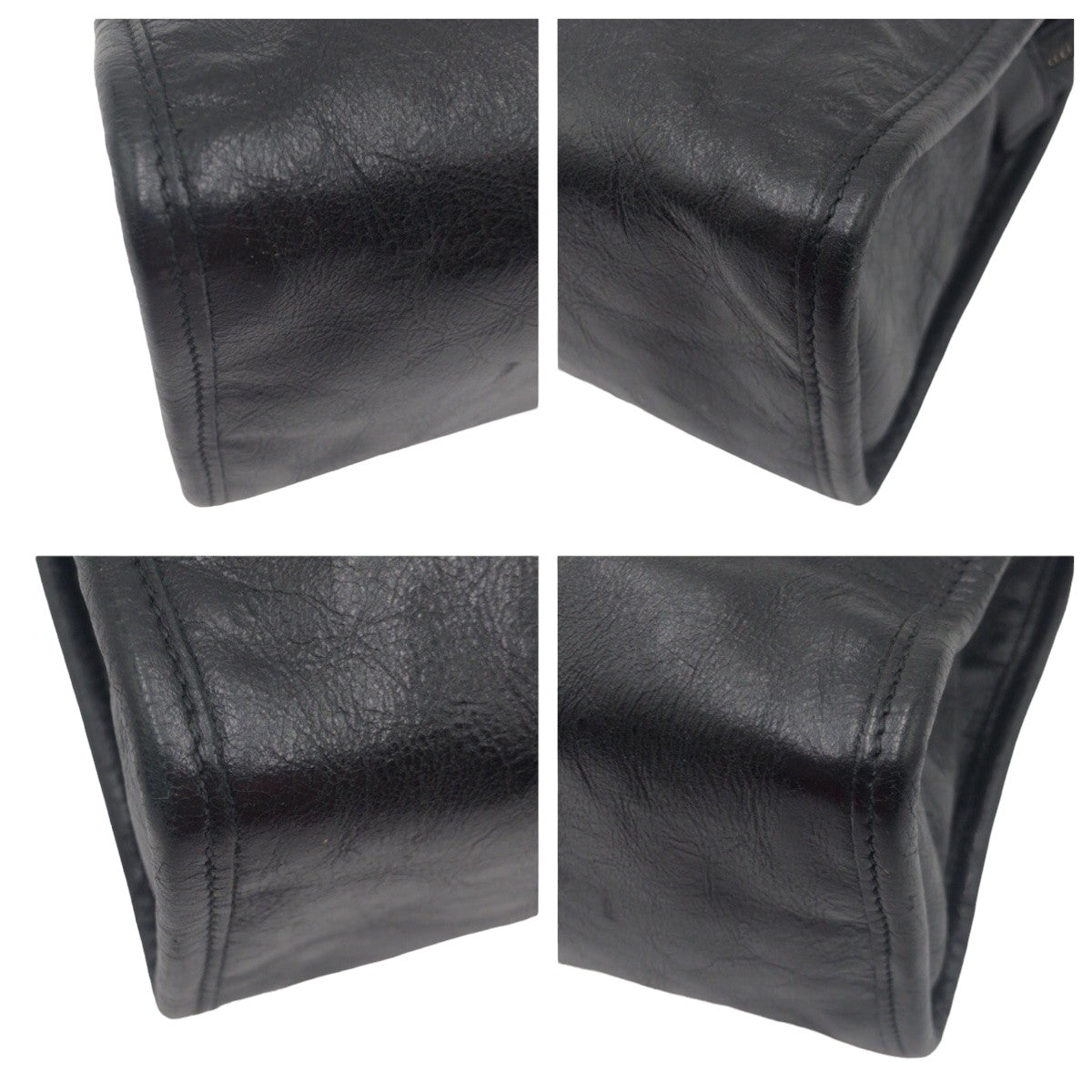 GUCCI Clutch bag leather black Clutch bag business bag Interlocking mens Used