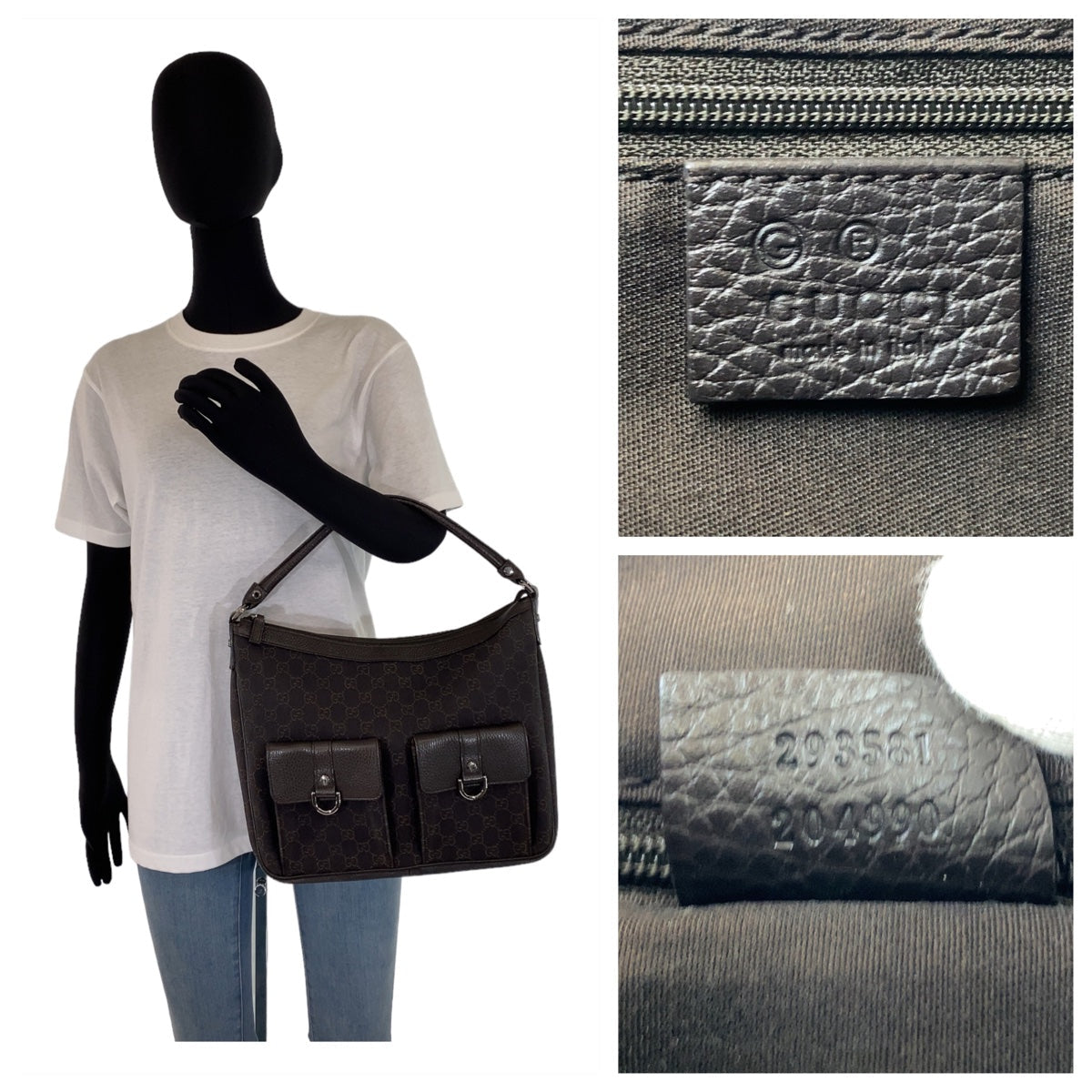 GUCCI Shoulder Bag 293581 GG canvas, leather Brown Silver Metal Hobo Shoulder Bag Handbag Abbey GG pattern Women Used