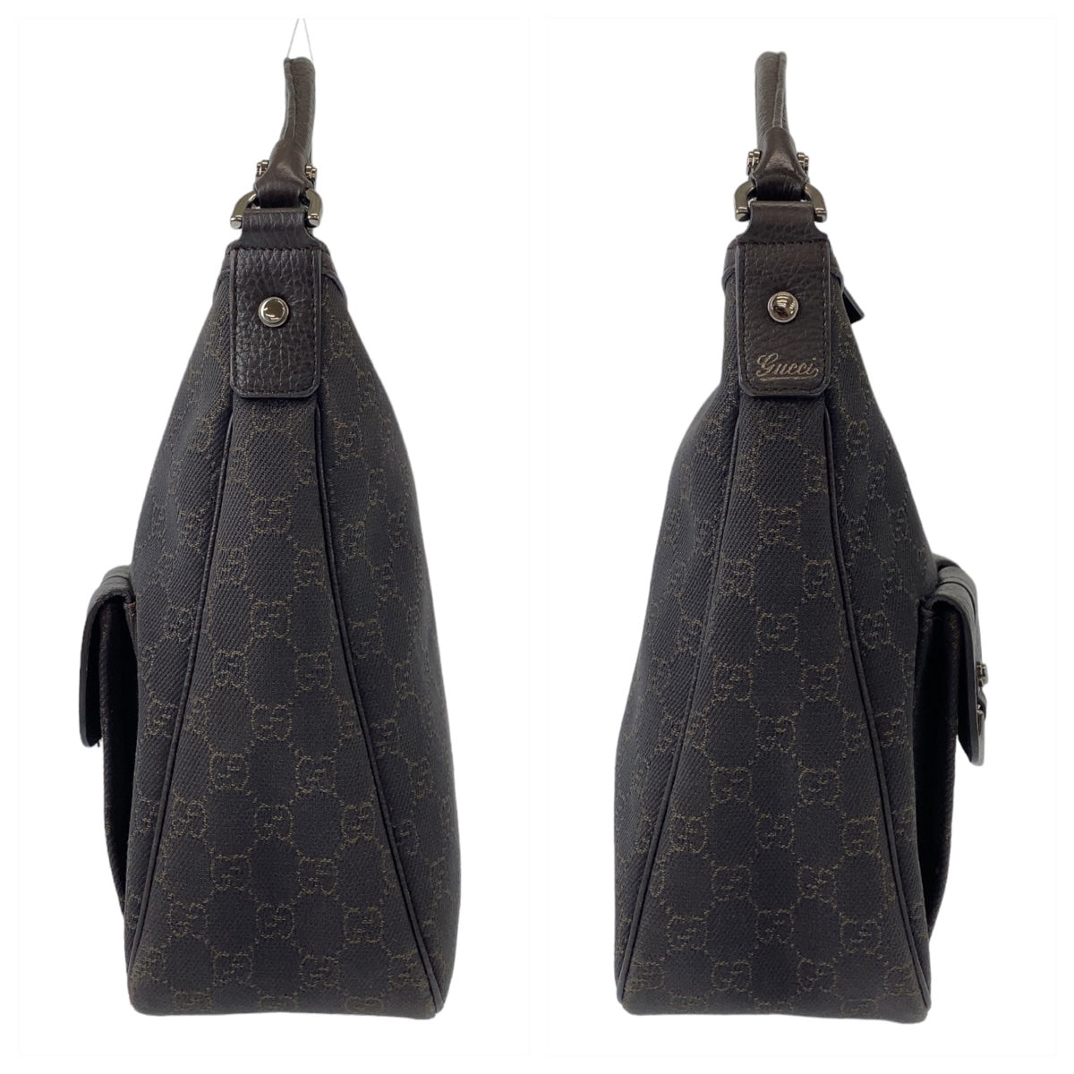 GUCCI Shoulder Bag 293581 GG canvas, leather Brown Silver Metal Hobo Shoulder Bag Handbag Abbey GG pattern Women Used
