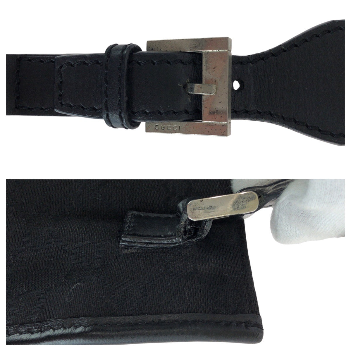 GUCCI Shoulder Bag 92562 GG canvas, leather Black SilverMetal Shoulder Bag pochette mens Used