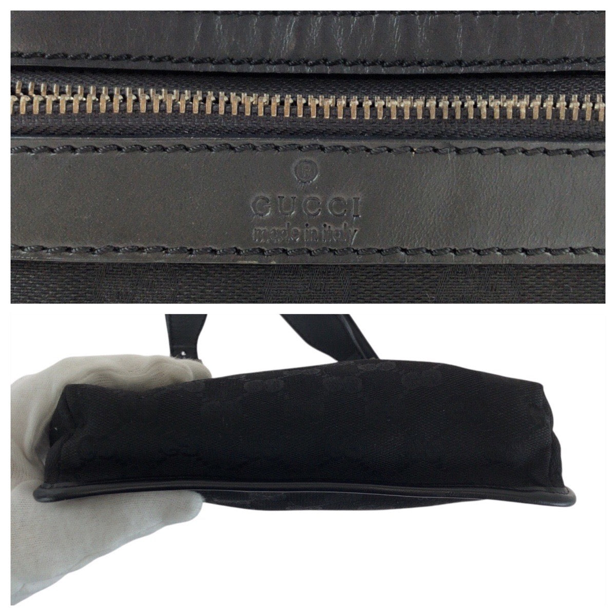 GUCCI Shoulder Bag 92562 GG canvas, leather Black SilverMetal Shoulder Bag pochette mens Used