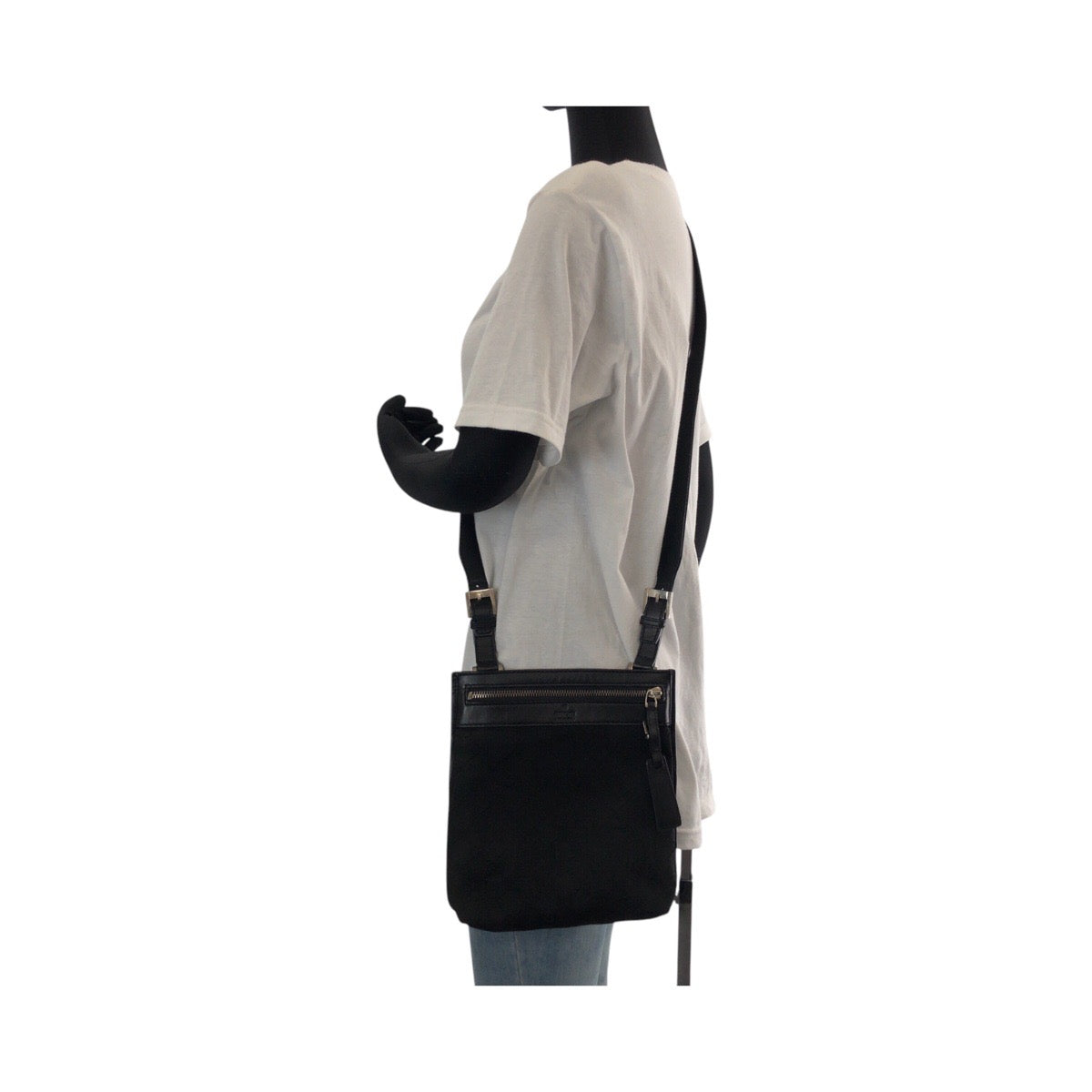 GUCCI Shoulder Bag 92562 GG canvas, leather Black SilverMetal Shoulder Bag pochette mens Used
