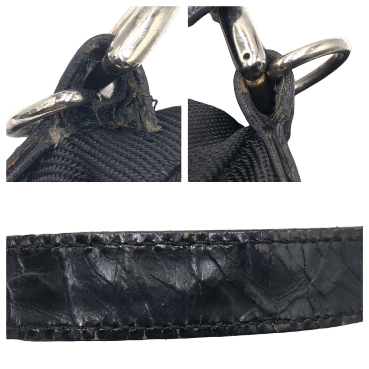 GUCCI Handbag Nylon Black black Handbag Shoulder Bag 2way Bamboo Women Used