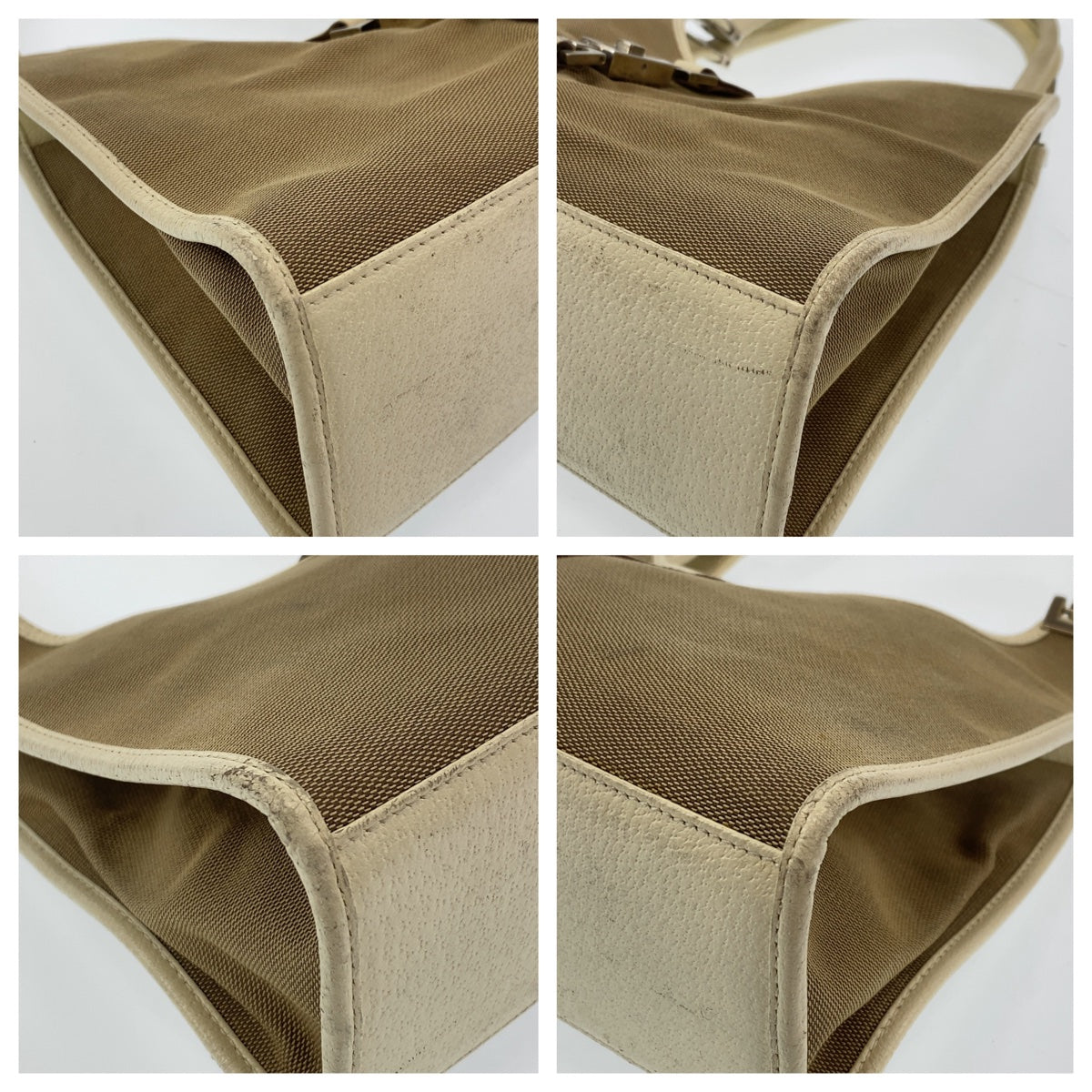 GUCCI Shoulder Bag 002 1067 canvas Beige White SilverMetal Shoulder Bag handbag Jackie Women Used