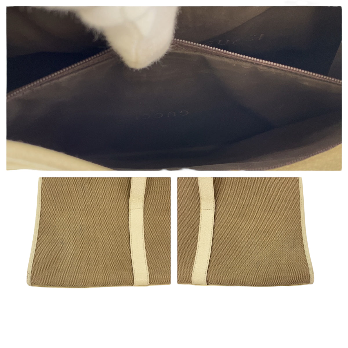 GUCCI Shoulder Bag 002 1067 canvas Beige White SilverMetal Shoulder Bag handbag Jackie Women Used