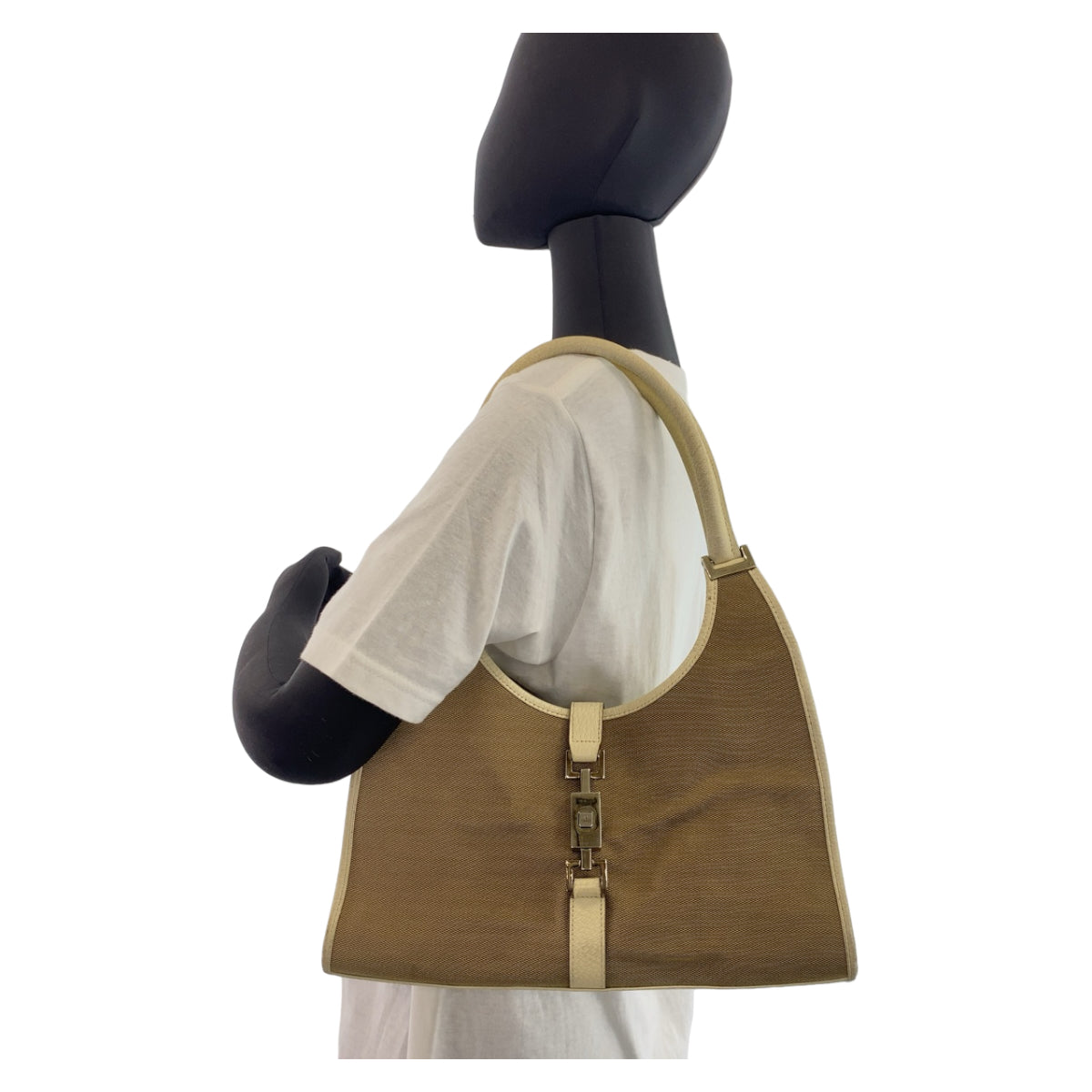 GUCCI Shoulder Bag 002 1067 canvas Beige White SilverMetal Shoulder Bag handbag Jackie Women Used
