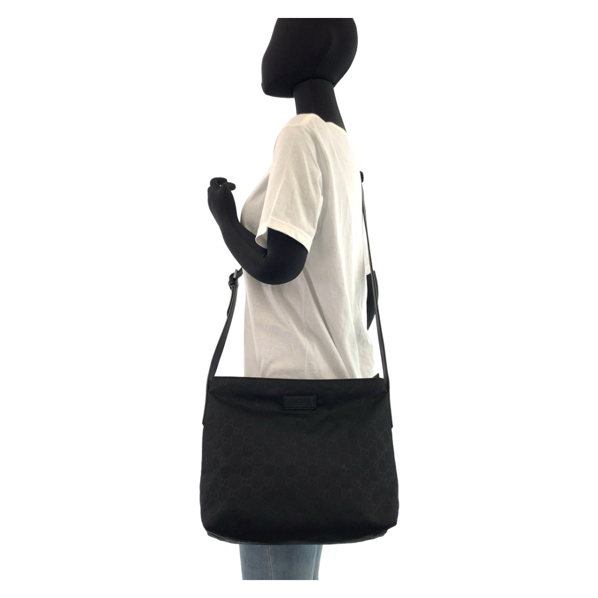 GUCCI Shoulder Bag 314529 Nylon, Leather Black Silver Metal Crossbody Shoulder Bag Messenger Bag Embossed nylon GG pattern mens Used