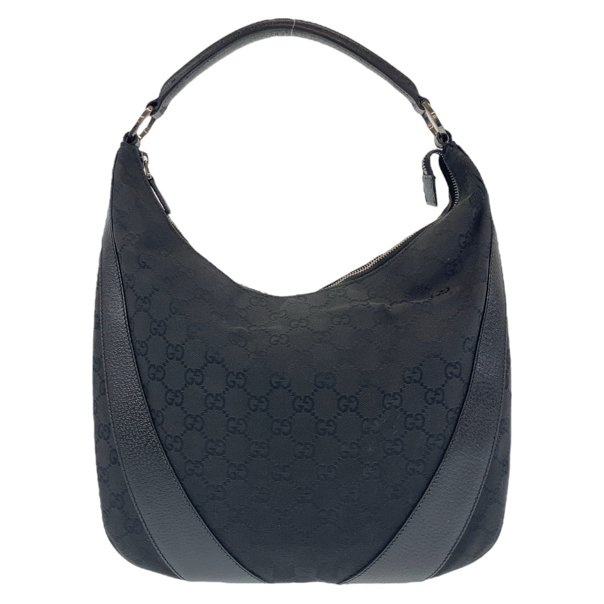 GUCCI Shoulder Bag 124357 GG canvas, leather Black Silver Metal Hobo Shoulder Bag Handbag Hobo GG pattern Women Used