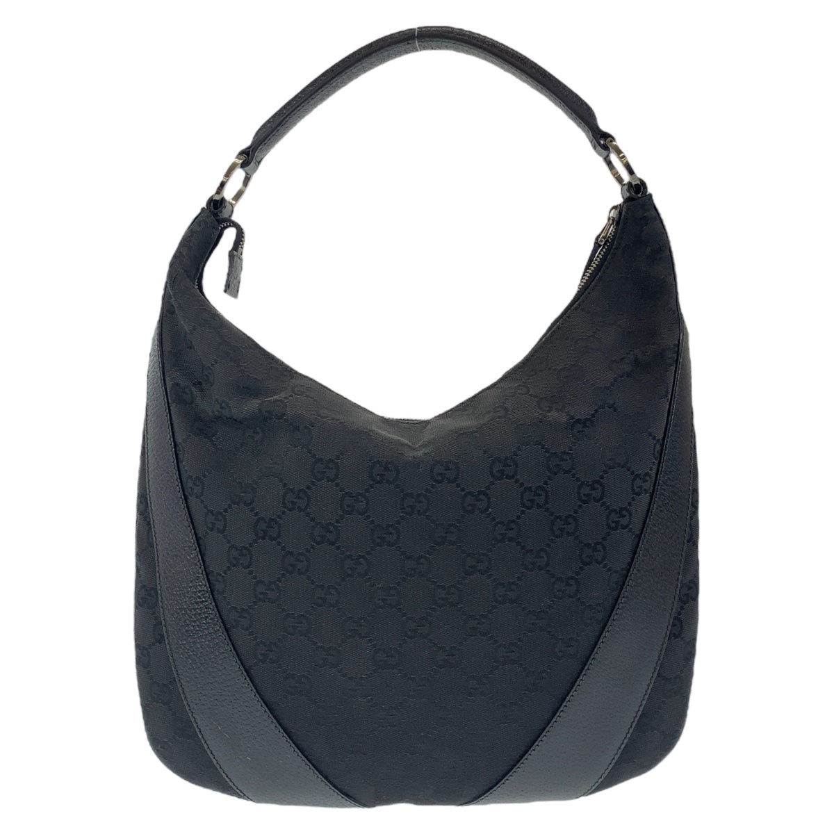 GUCCI Shoulder Bag 124357 GG canvas, leather Black Silver Metal Hobo Shoulder Bag Handbag Hobo GG pattern Women Used