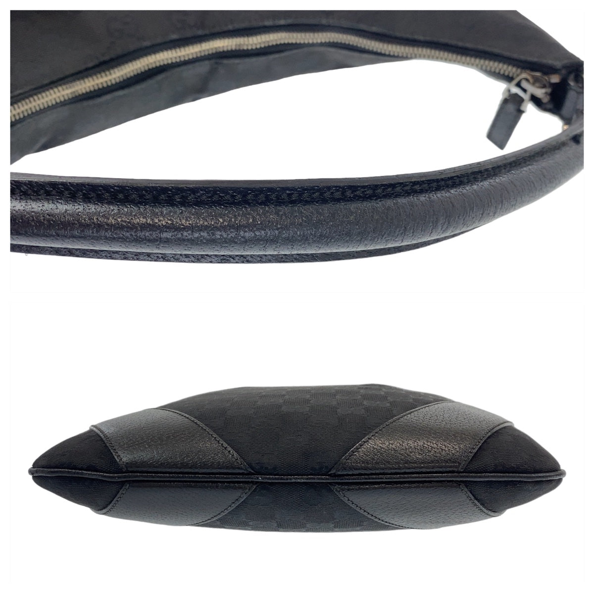 GUCCI Shoulder Bag 124357 GG canvas, leather Black Silver Metal Hobo Shoulder Bag Handbag Hobo GG pattern Women Used