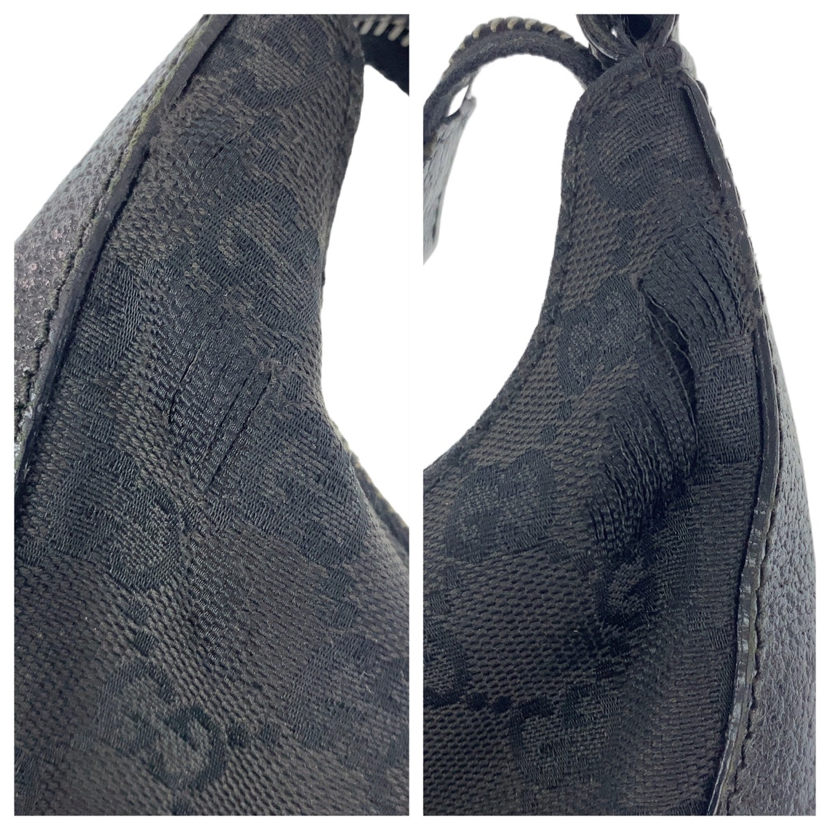 GUCCI Shoulder Bag 124357 GG canvas, leather Black Silver Metal Hobo Shoulder Bag Handbag Hobo GG pattern Women Used