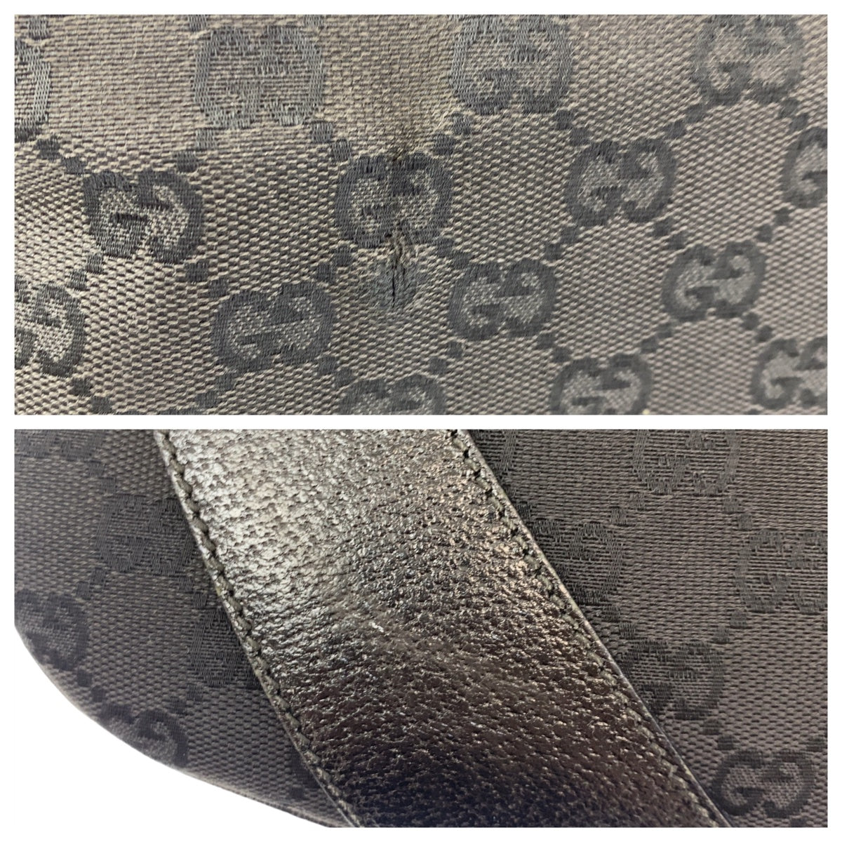 GUCCI Shoulder Bag 124357 GG canvas, leather Black Silver Metal Hobo Shoulder Bag Handbag Hobo GG pattern Women Used