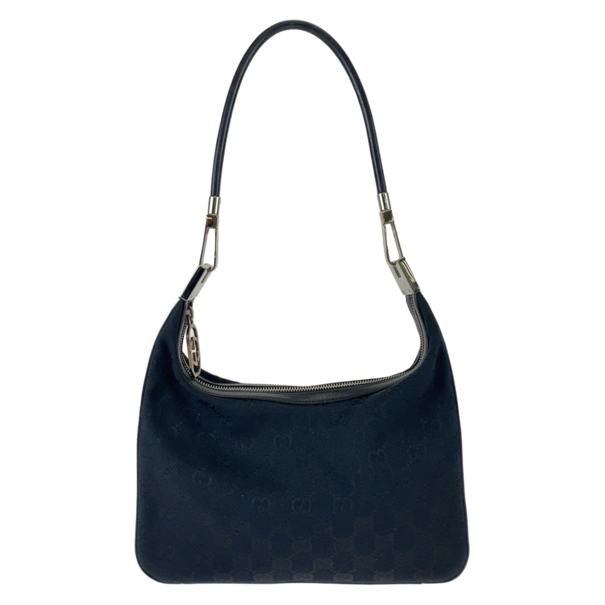 GUCCI Shoulder Bag 001 3812 GG canvas, leather Black SilverMetal Hobo Shoulder Bag Handbag Women Used