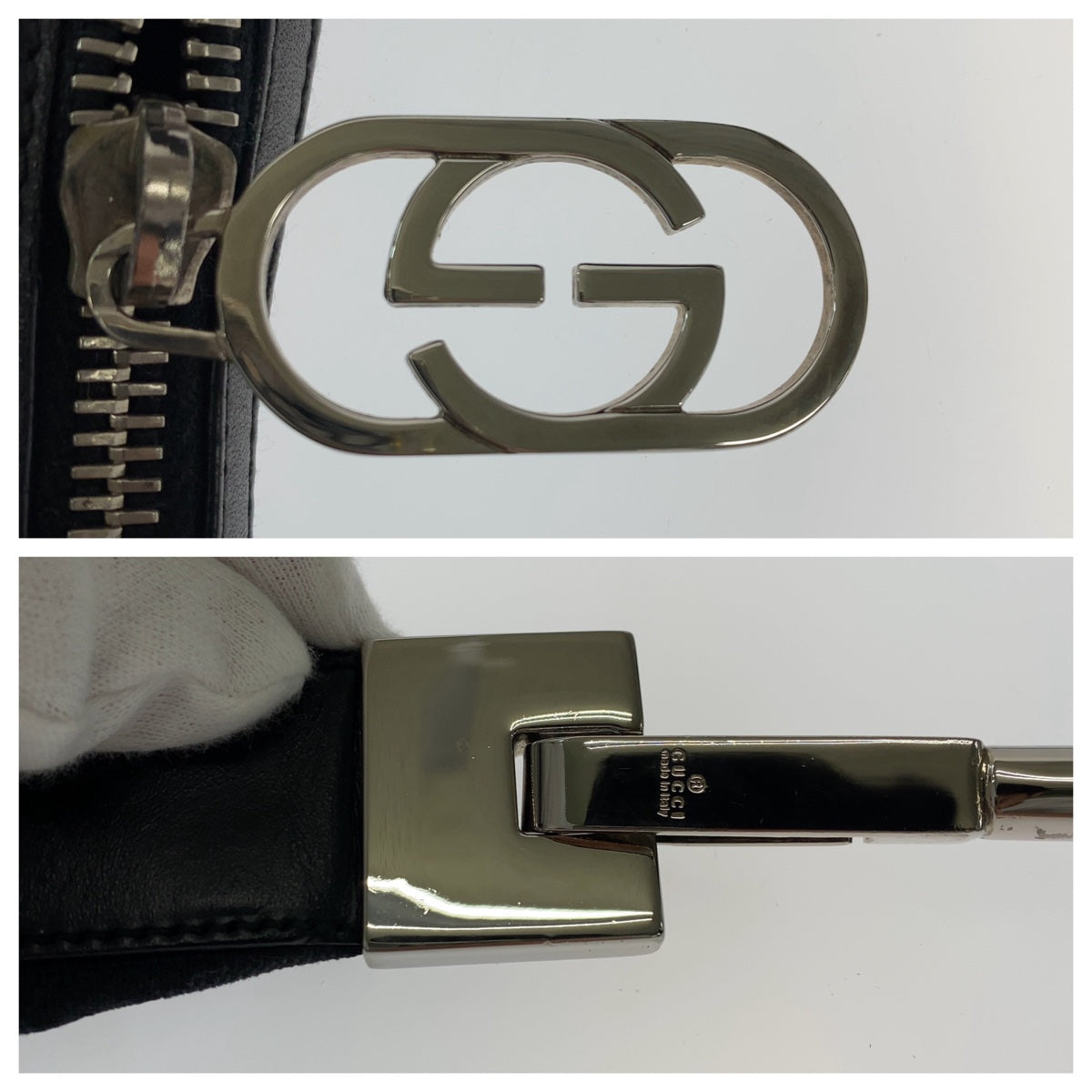 GUCCI Shoulder Bag 001 3812 GG canvas, leather Black SilverMetal Hobo Shoulder Bag Handbag Women Used