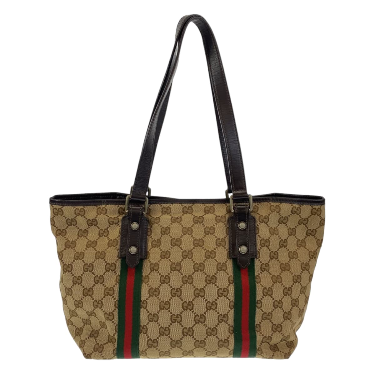 GUCCI Tote Bag 137396 GG canvas Beige multicolor Tote Bag Shoulder Bag Sherry line Women Used