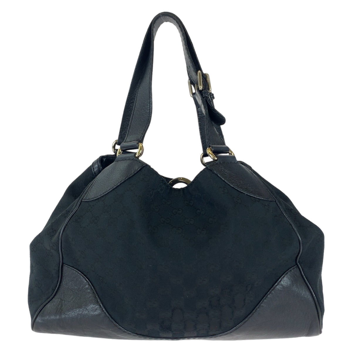 GUCCI Tote Bag 223972 GG canvas, leather Black Silver Metal Tote Bag Shoulder Bag Women Used