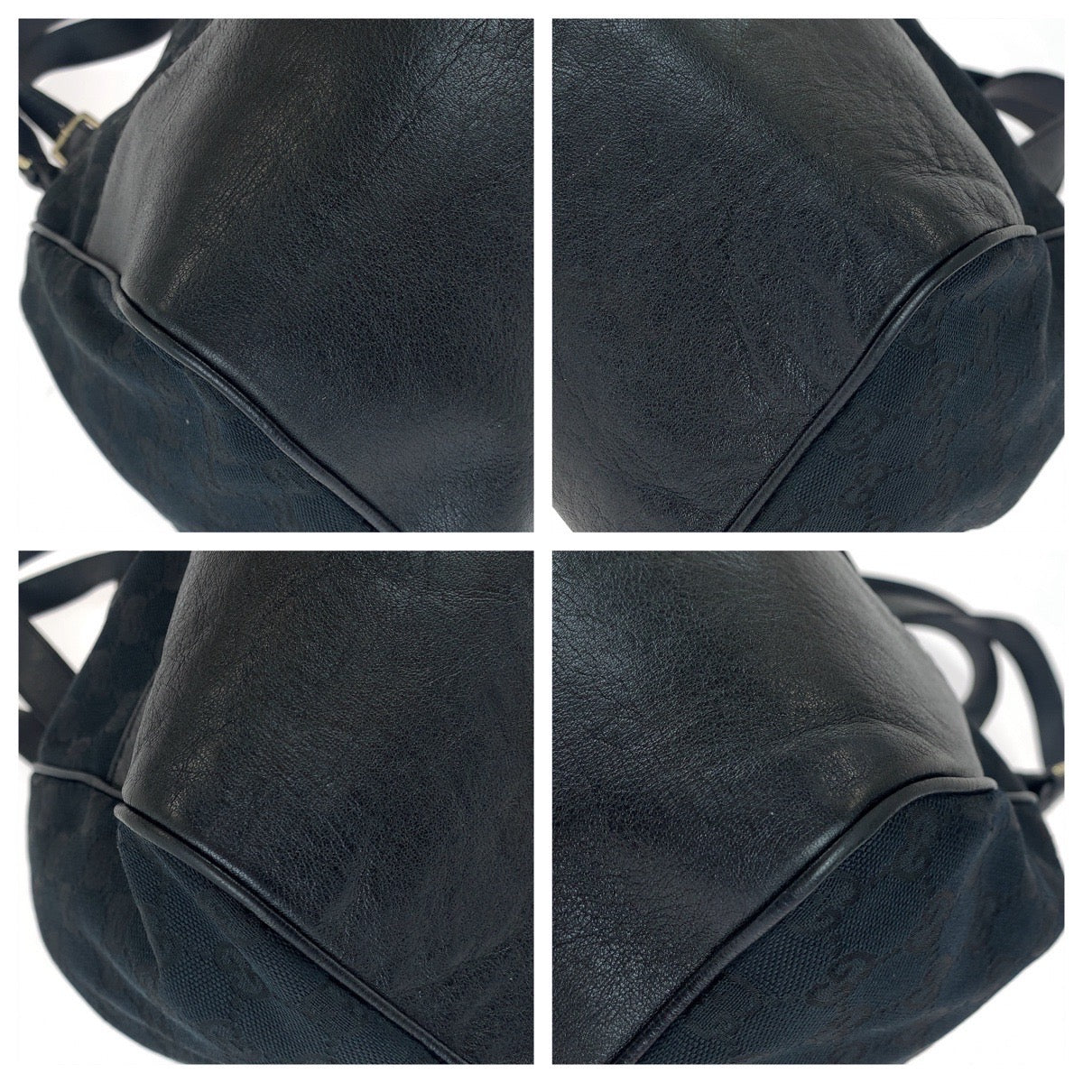 GUCCI Tote Bag 223972 GG canvas, leather Black Silver Metal Tote Bag Shoulder Bag Women Used