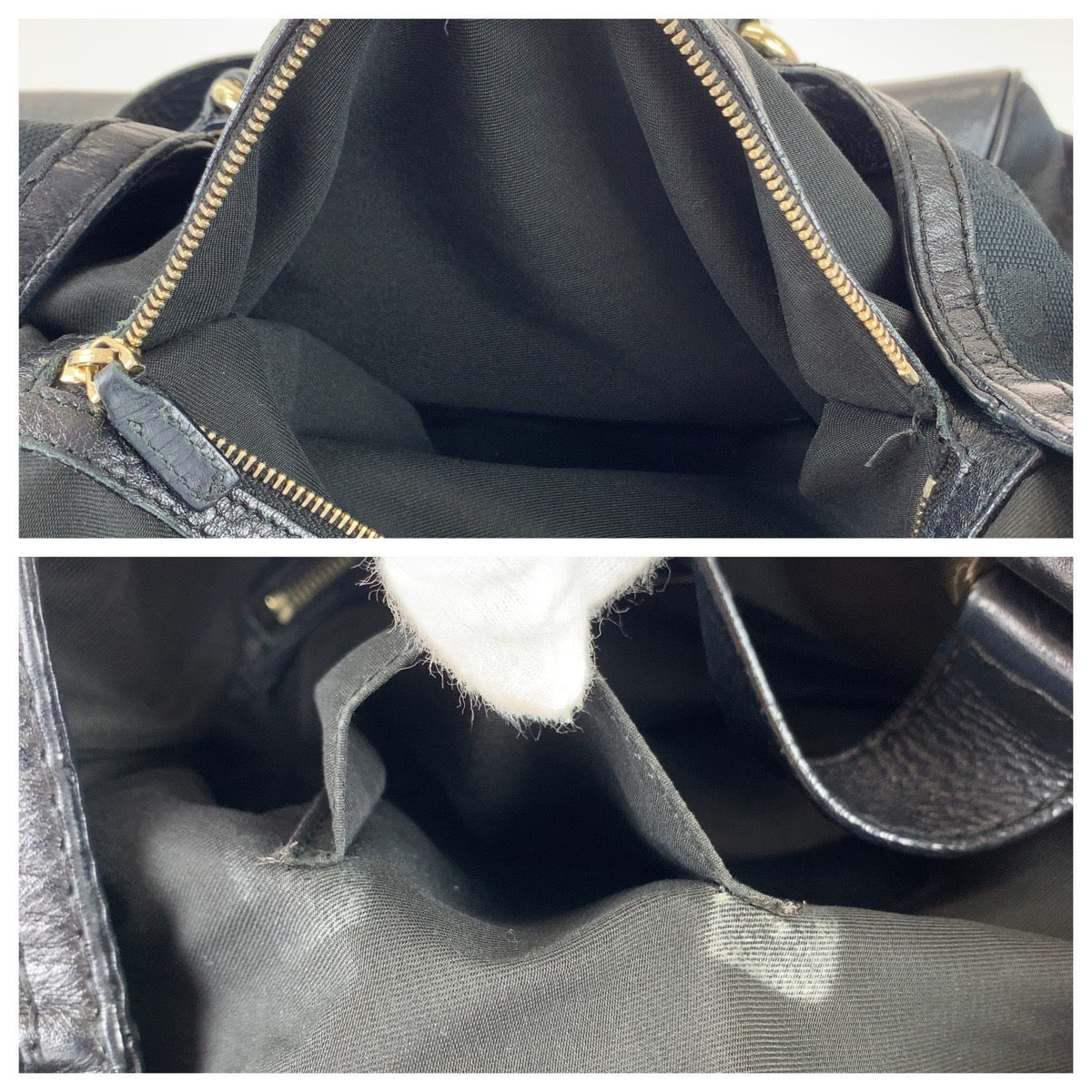 GUCCI Tote Bag 223972 GG canvas, leather Black Silver Metal Tote Bag Shoulder Bag Women Used