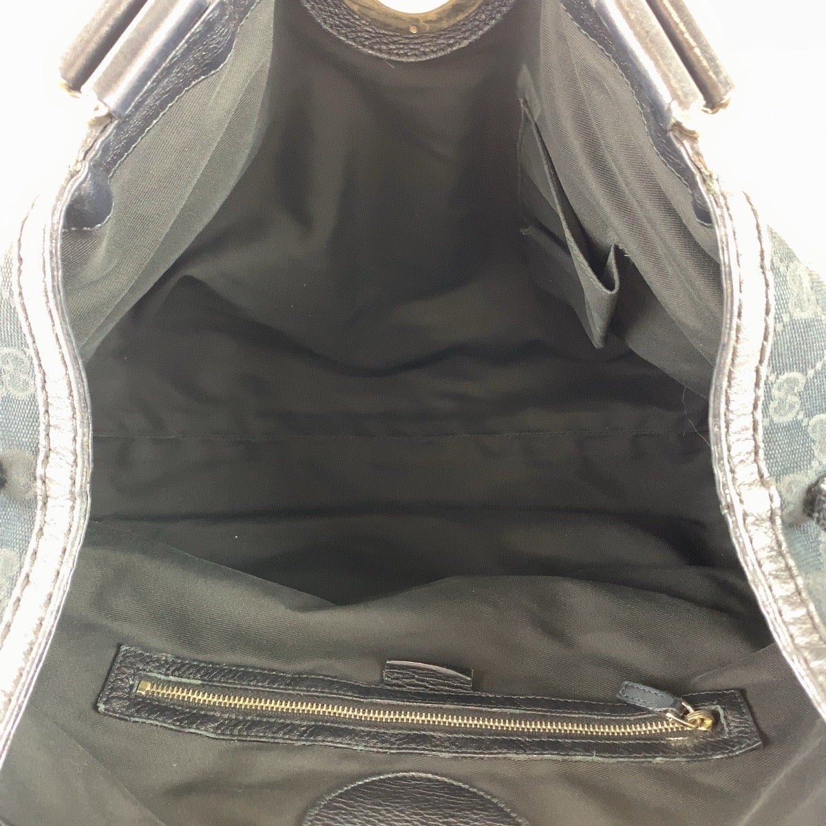 GUCCI Tote Bag 223972 GG canvas, leather Black Silver Metal Tote Bag Shoulder Bag Women Used