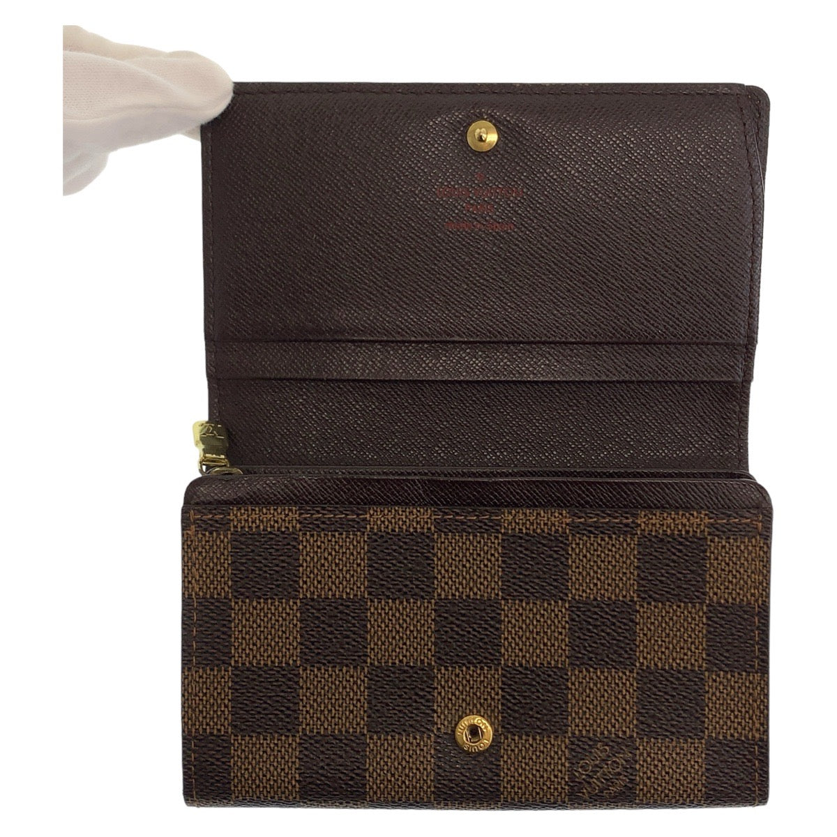 LOUIS VUITTON Bifold Wallet N61730 PVC Brown Gold Metal Folding wallet Compact wallet Damier Portefeuille Tresol Women Used