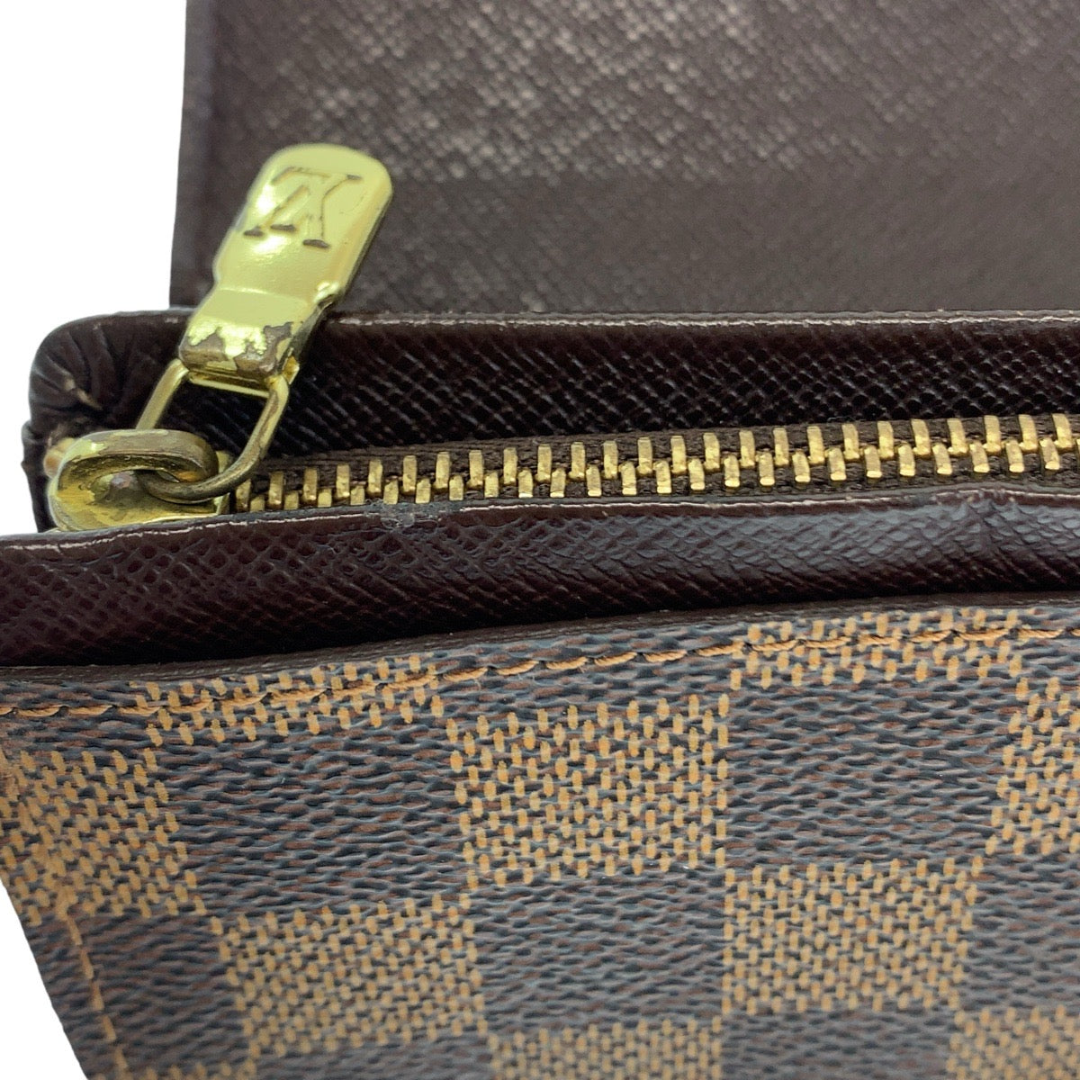 LOUIS VUITTON Bifold Wallet N61730 PVC Brown Gold Metal Folding wallet Compact wallet Damier Portefeuille Tresol Women Used