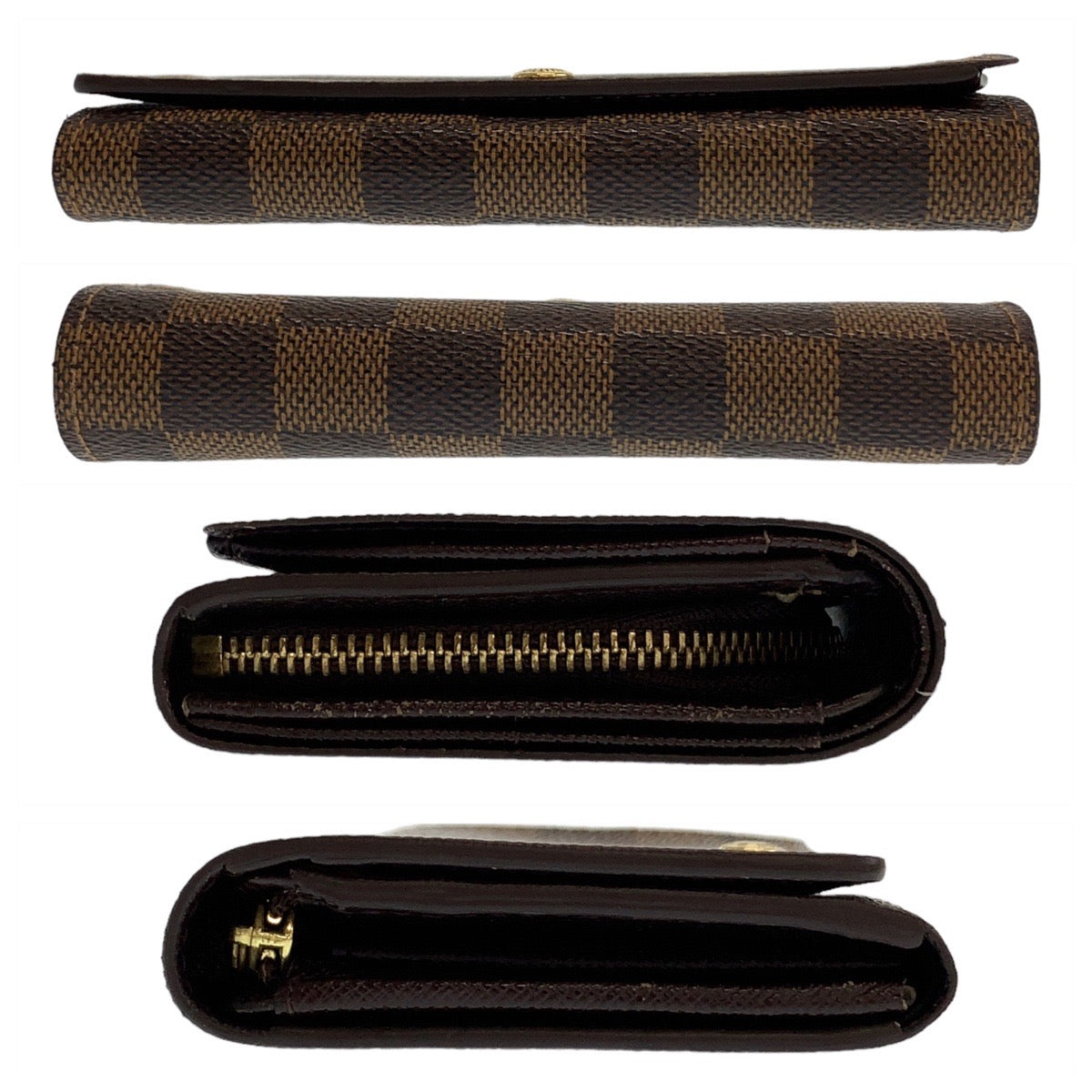 LOUIS VUITTON Bifold Wallet N61730 PVC Brown Gold Metal Folding wallet Compact wallet Damier Portefeuille Tresol Women Used