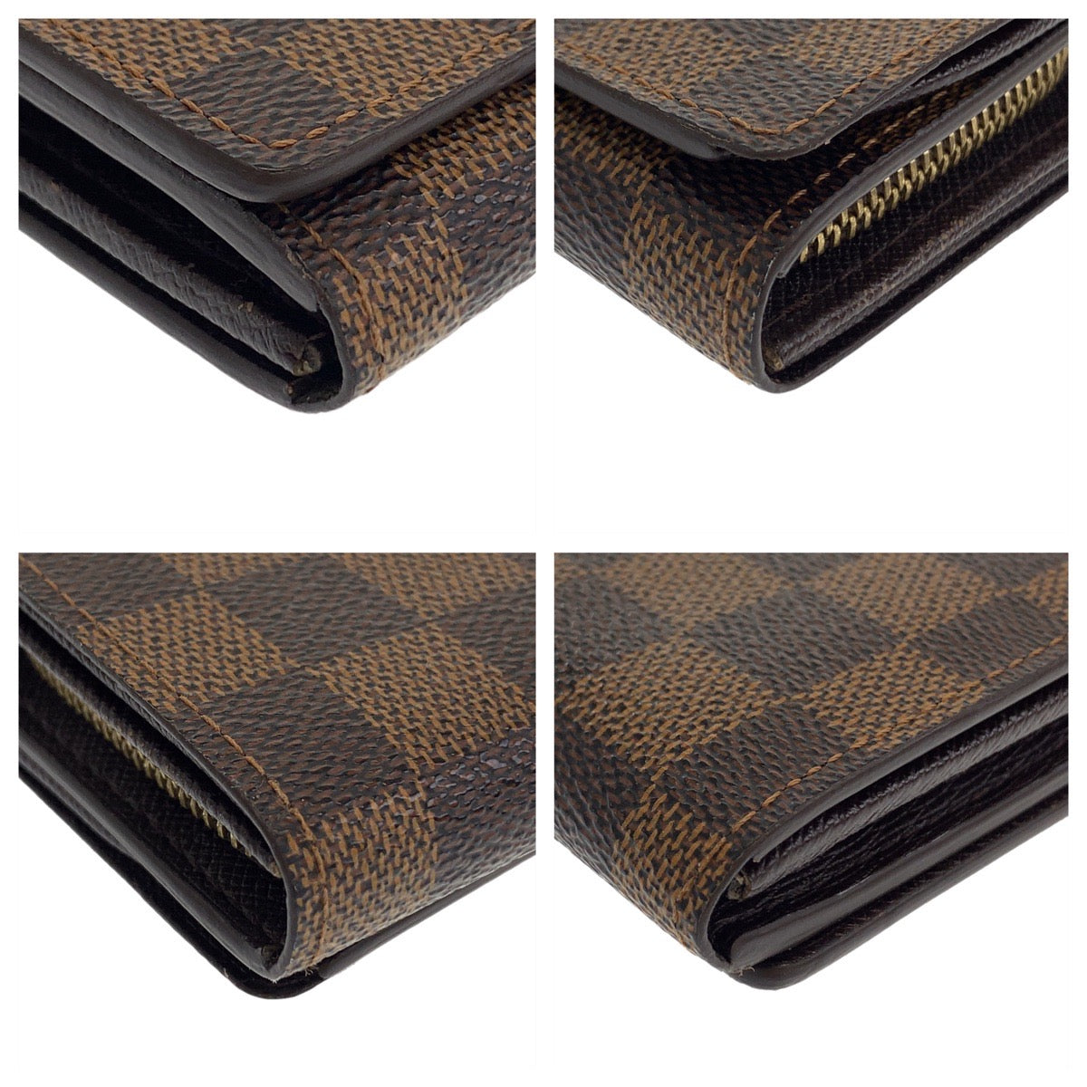 LOUIS VUITTON Bifold Wallet N61730 PVC Brown Gold Metal Folding wallet Compact wallet Damier Portefeuille Tresol Women Used