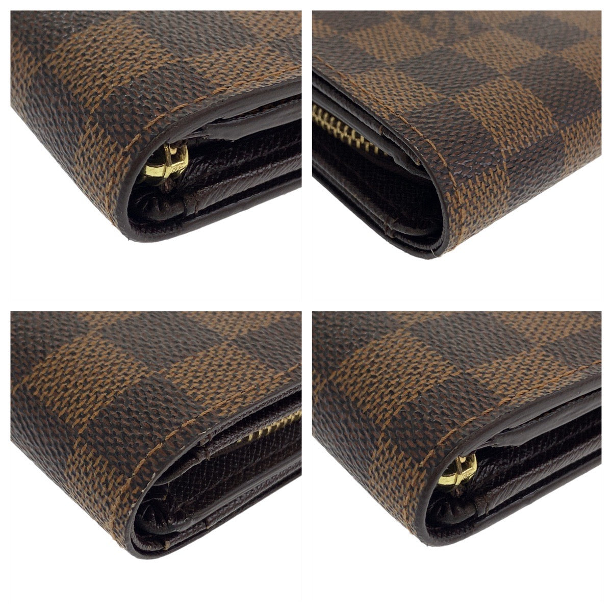 LOUIS VUITTON Bifold Wallet N61730 PVC Brown Gold Metal Folding wallet Compact wallet Damier Portefeuille Tresol Women Used