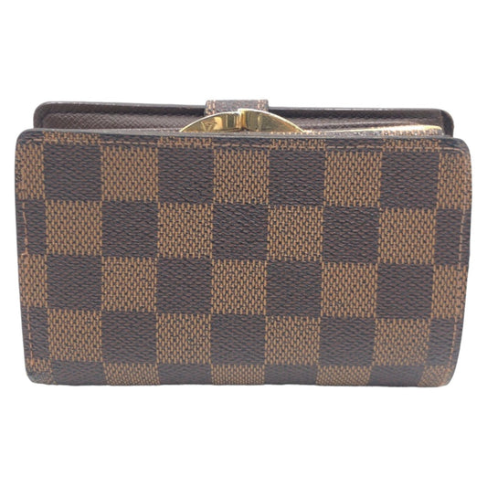 LOUIS VUITTON Bifold Wallet N61664 PVC Brown Gold Metal Purse Folding Wallet Compact Wallet Damier Portonet Bie Vienova Women Used