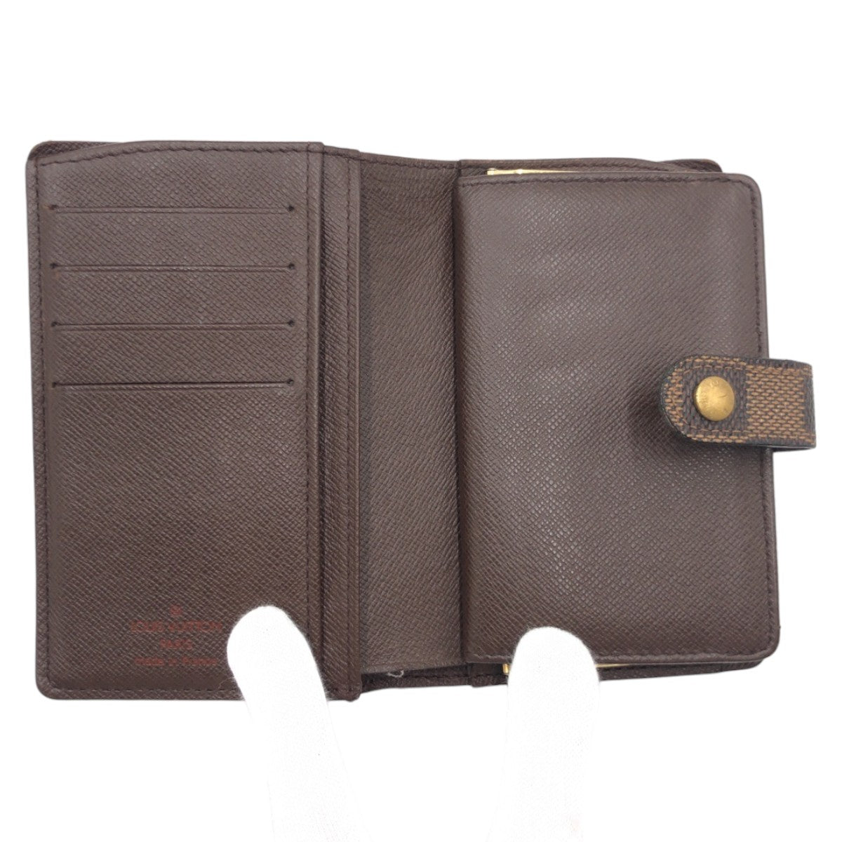 LOUIS VUITTON Bifold Wallet N61664 PVC Brown Gold Metal Purse Folding Wallet Compact Wallet Damier Portonet Bie Vienova Women Used