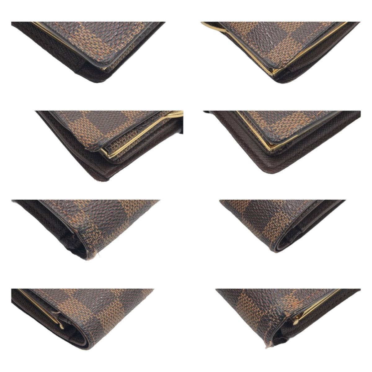 LOUIS VUITTON Bifold Wallet N61664 PVC Brown Gold Metal Purse Folding Wallet Compact Wallet Damier Portonet Bie Vienova Women Used