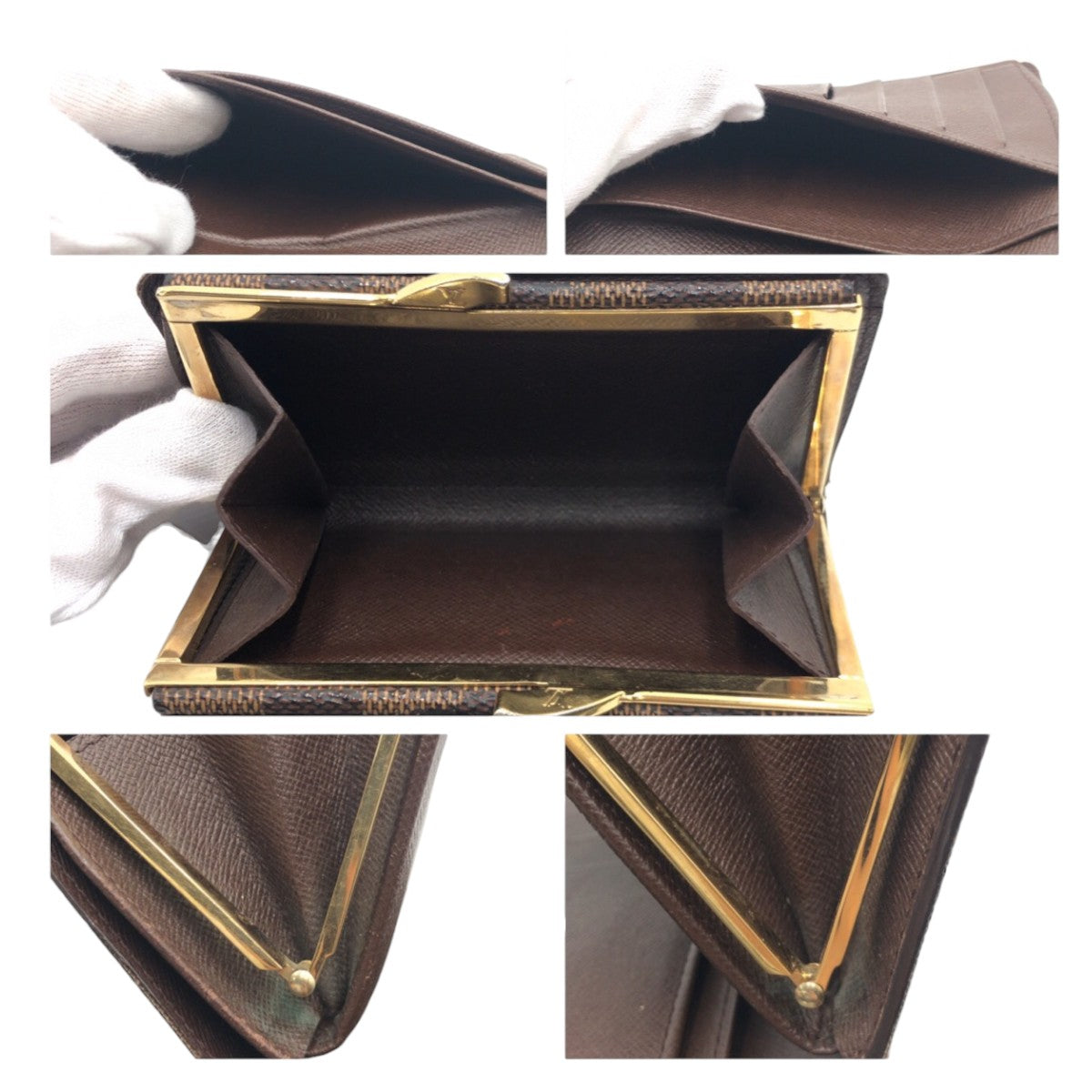 LOUIS VUITTON Bifold Wallet N61664 PVC Brown Gold Metal Purse Folding Wallet Compact Wallet Damier Portonet Bie Vienova Women Used