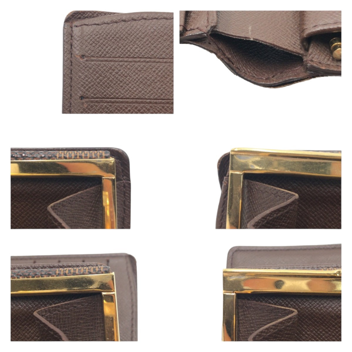 LOUIS VUITTON Bifold Wallet N61664 PVC Brown Gold Metal Purse Folding Wallet Compact Wallet Damier Portonet Bie Vienova Women Used