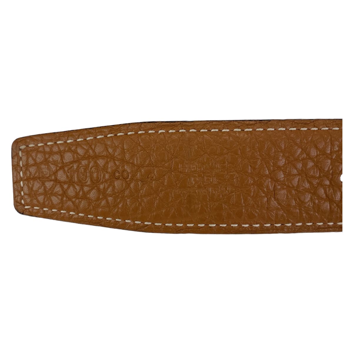 HERMES belt Togo , Box Calf Gold Camel Brown SilverMetal Stud buckle mens 100 Used