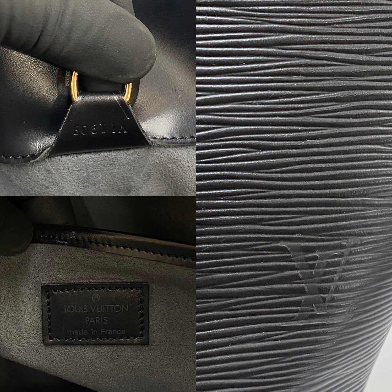 LOUIS VUITTON Handbag leather black Epi Noctumble