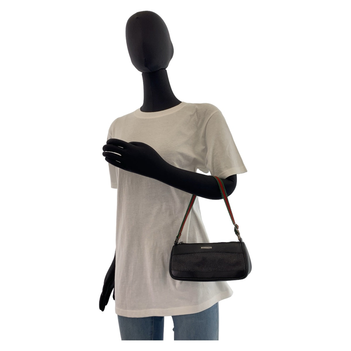 GUCCI Handbag 92320 Canvas, Leather Black Silver Metal Handbag accessory pouch Sherry line Women Used