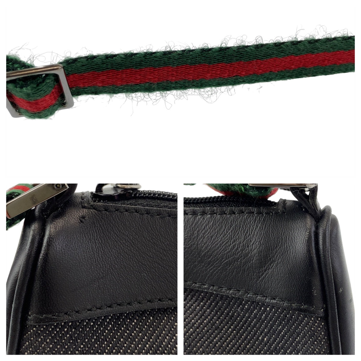 GUCCI Handbag 92320 Canvas, Leather Black Silver Metal Handbag accessory pouch Sherry line Women Used