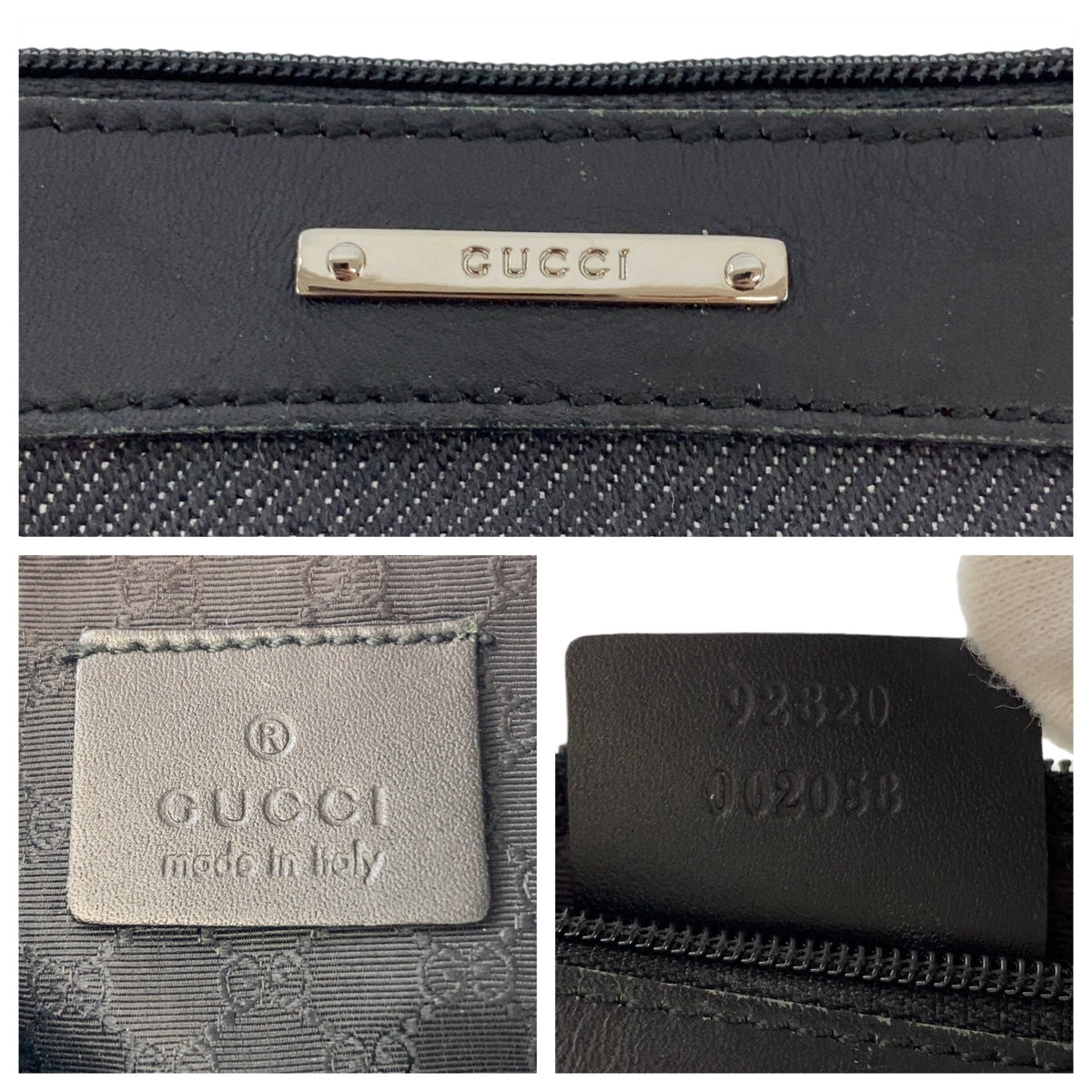 GUCCI Handbag 92320 Canvas, Leather Black Silver Metal Handbag accessory pouch Sherry line Women Used