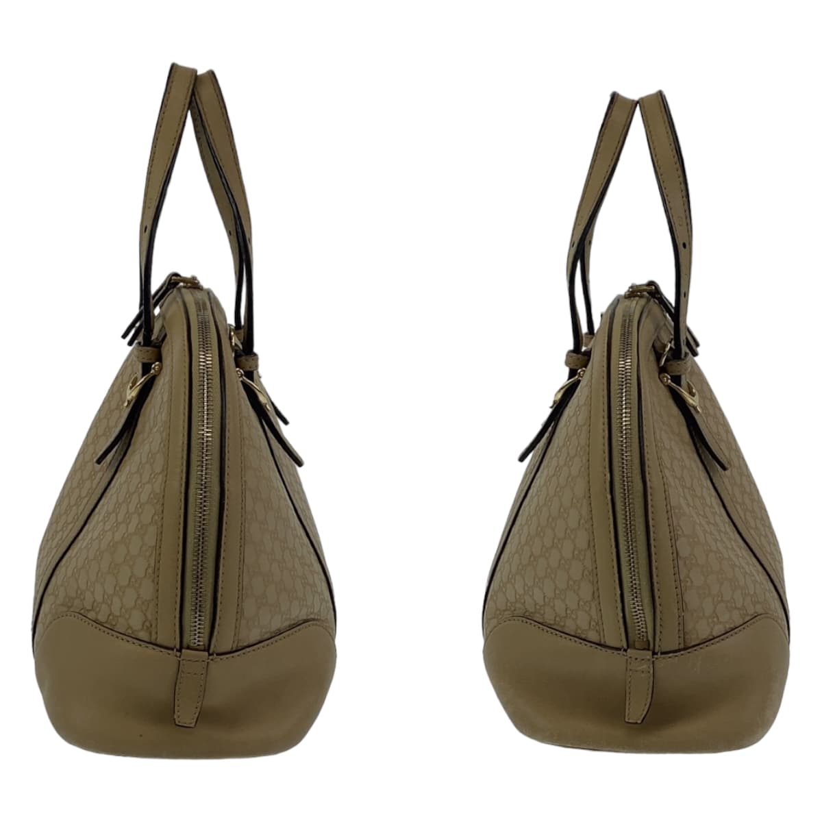 GUCCI Handbag 309617 leather Beige Gold Metal Handbag 2WAY Shoulder Bag Micro Guccisima Women Used