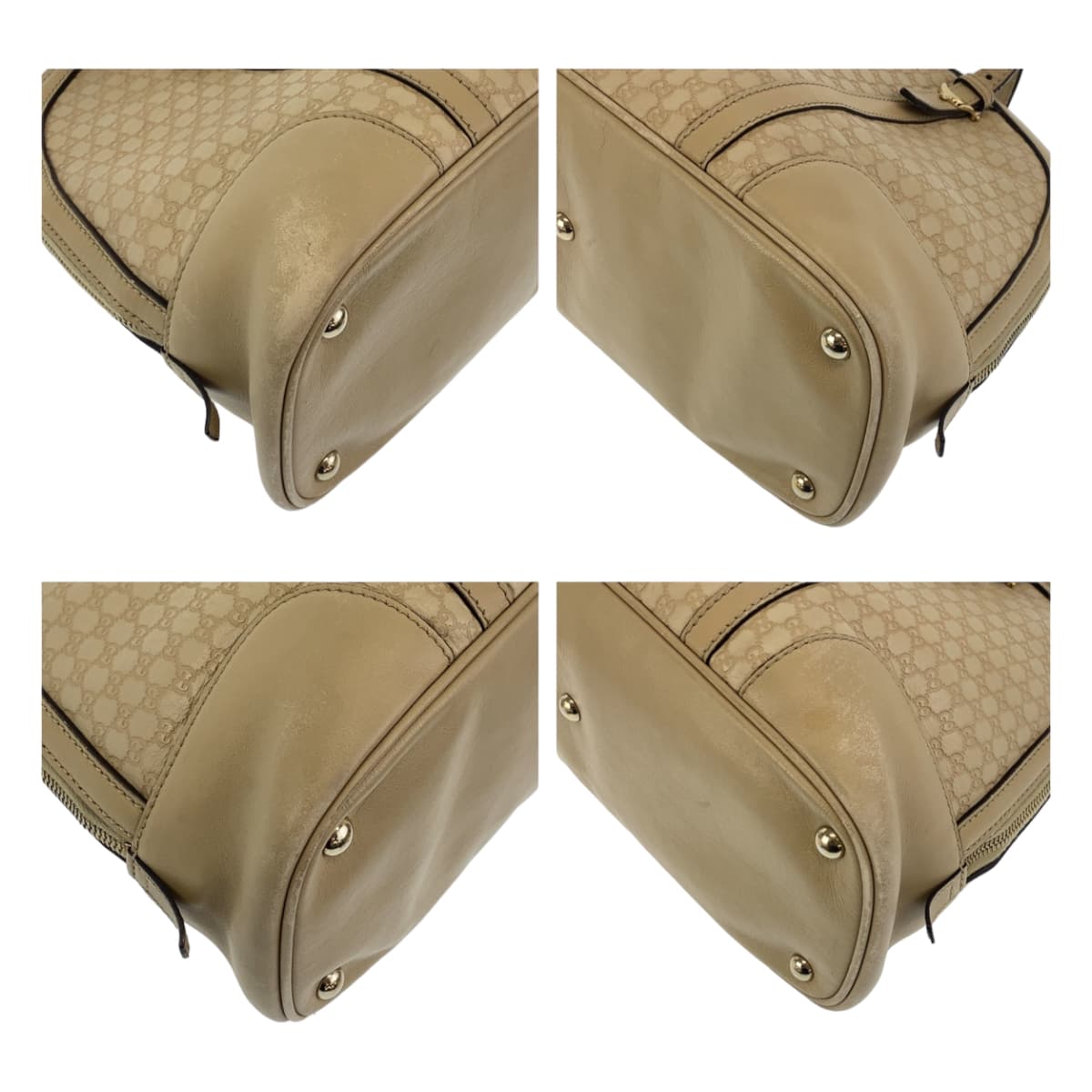 GUCCI Handbag 309617 leather Beige Gold Metal Handbag 2WAY Shoulder Bag Micro Guccisima Women Used