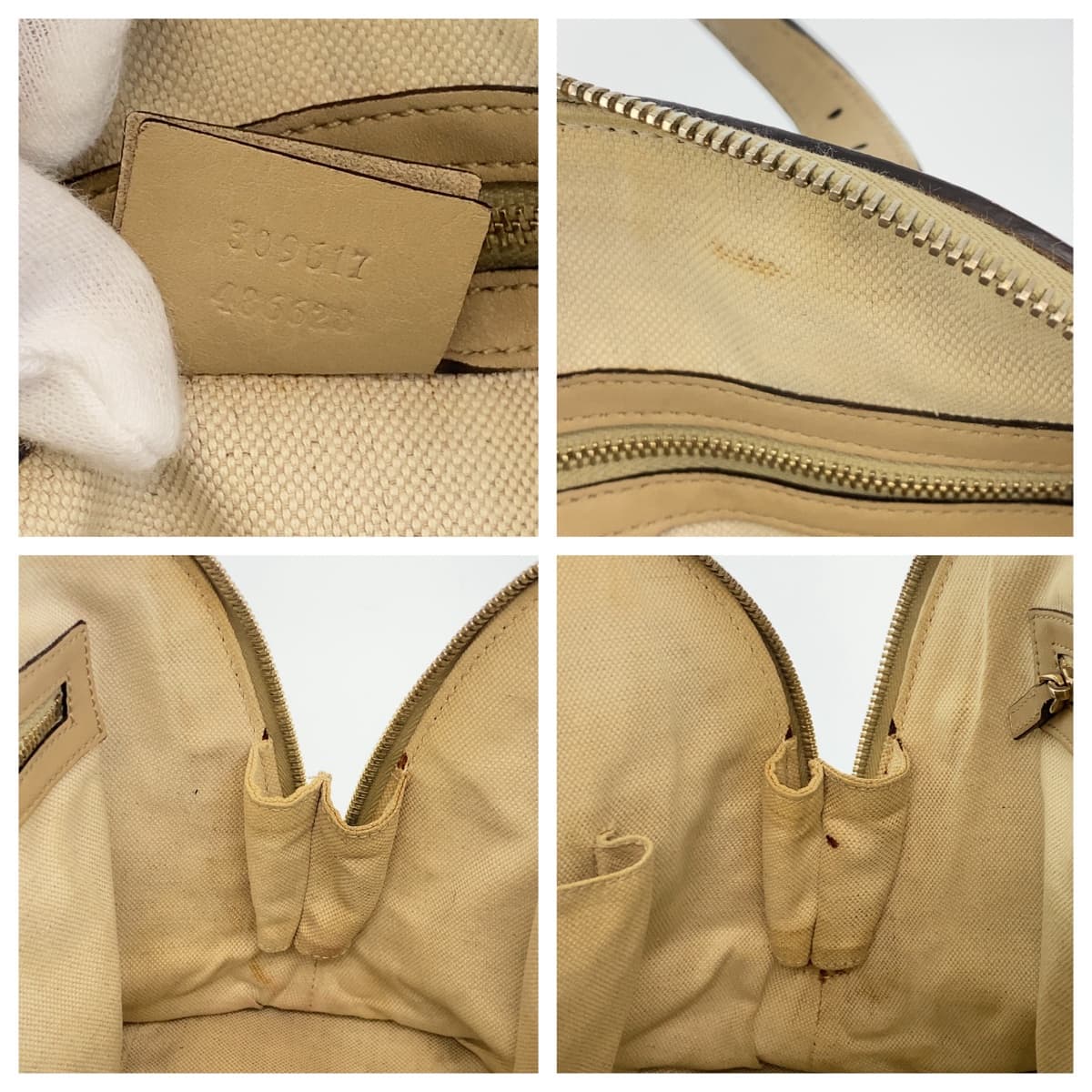 GUCCI Handbag 309617 leather Beige Gold Metal Handbag 2WAY Shoulder Bag Micro Guccisima Women Used