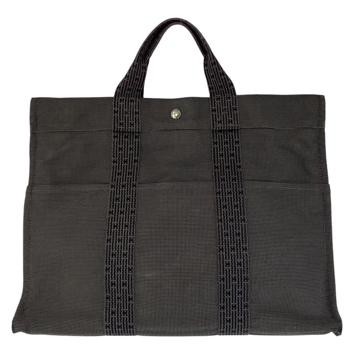 HERMES Tote Bag canvas Grey SilverMetal Tote Bag Handbag A4 storage Unisex Her Line MM mens Used