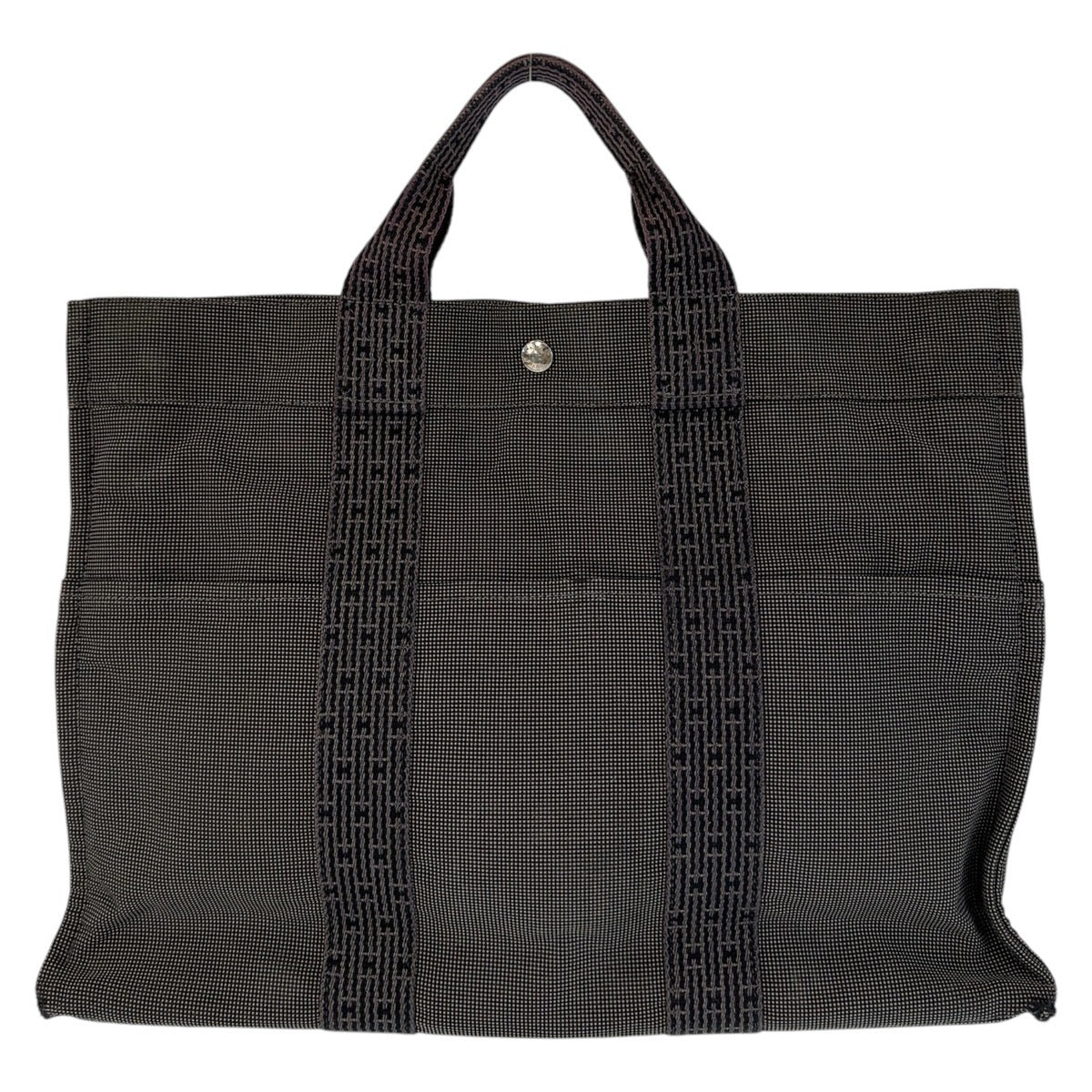 HERMES Tote Bag canvas Grey SilverMetal Tote Bag Handbag A4 storage Unisex Her Line MM mens Used